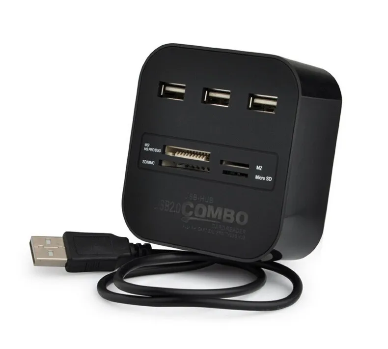 usb-хаб 2,0 480 Мбит/с USB Combo Card Reader все в одном Мульти USB разветвитель для MS, M2, SD/MMC, TF портативный для ПК ноутбука