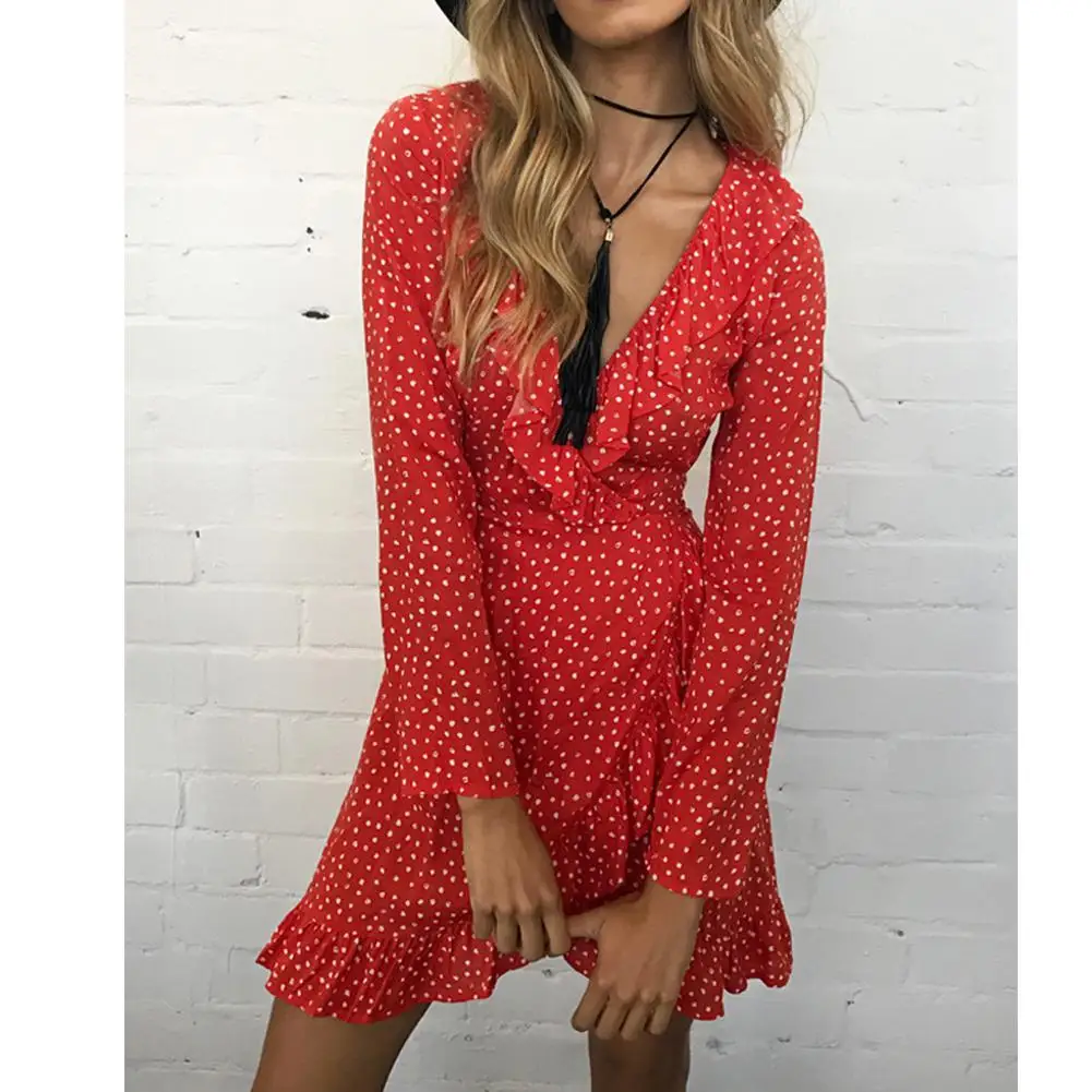 Yfashion женское модное сексуальное платье с v образным вырезом и асимметричными