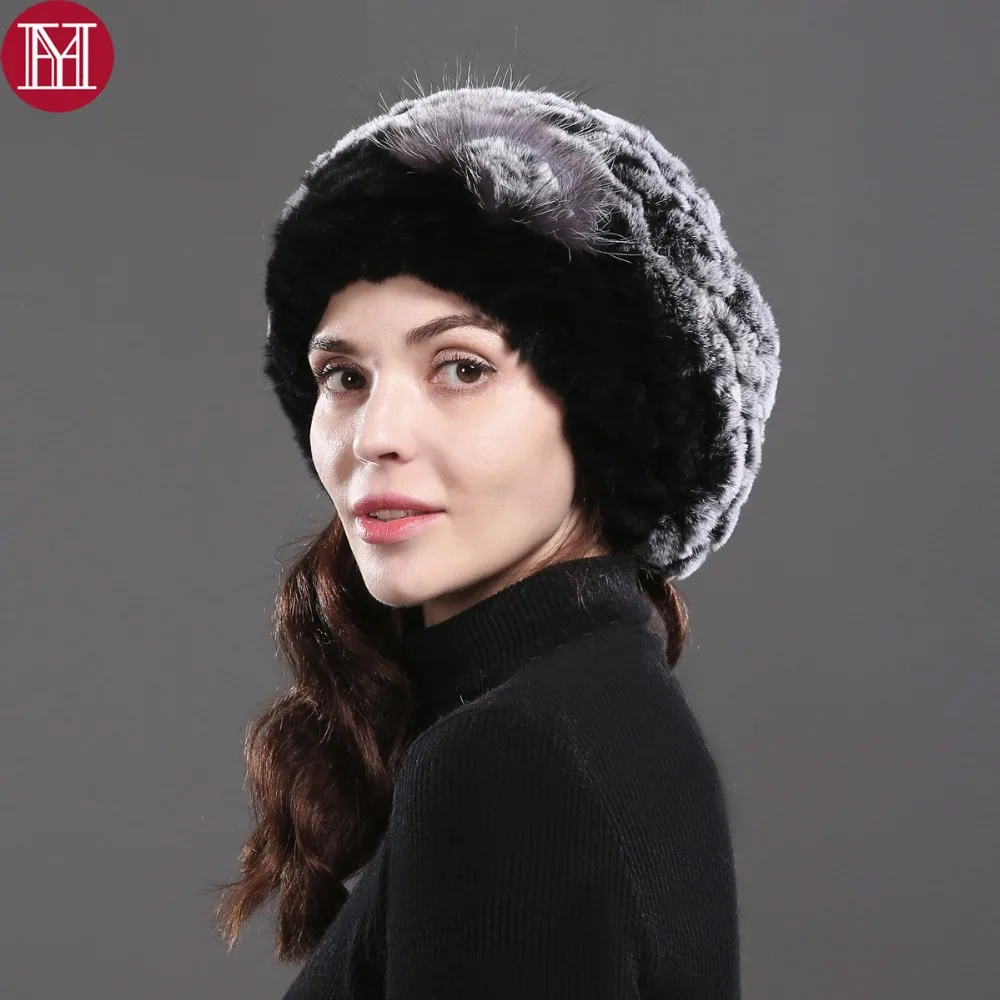 2021 Новое качество эластичного трикотажного меха кролика рекса берет с помпоном