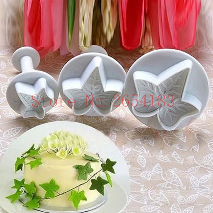 

3PCS Maple Leaf Plastic Plunger Cutter Fondant Cake Mold Cupcake Cookie Pastry Chocolate Biscuit Decoration Baking Tool YQ9549