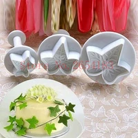 3pcs maple leaf plastic plunger cutter fondant cake mold cupcake cookie pastry chocolate biscuit decoration baking tool yq9549