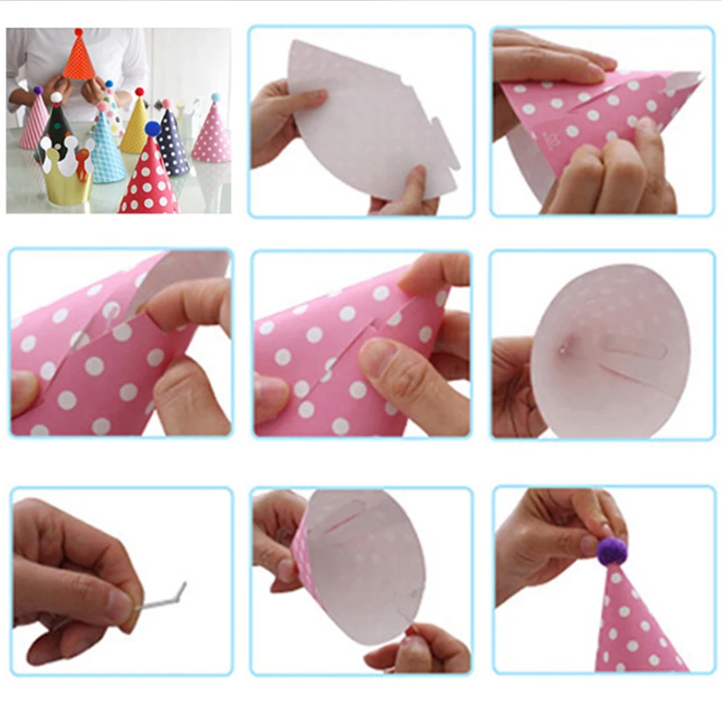 Головной убор для дня рождения с помпонами 11 шт. шапочка в горошек рисунком