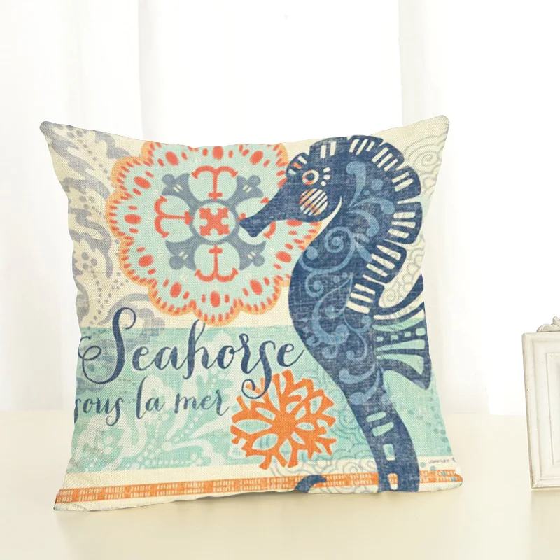 45x45cm Cushion Cover Ocean Adnimal Starfish Decoration Throw Pillow Case Cojines Decorativos Para Sofa Chair Bedroom Office | Дом и сад