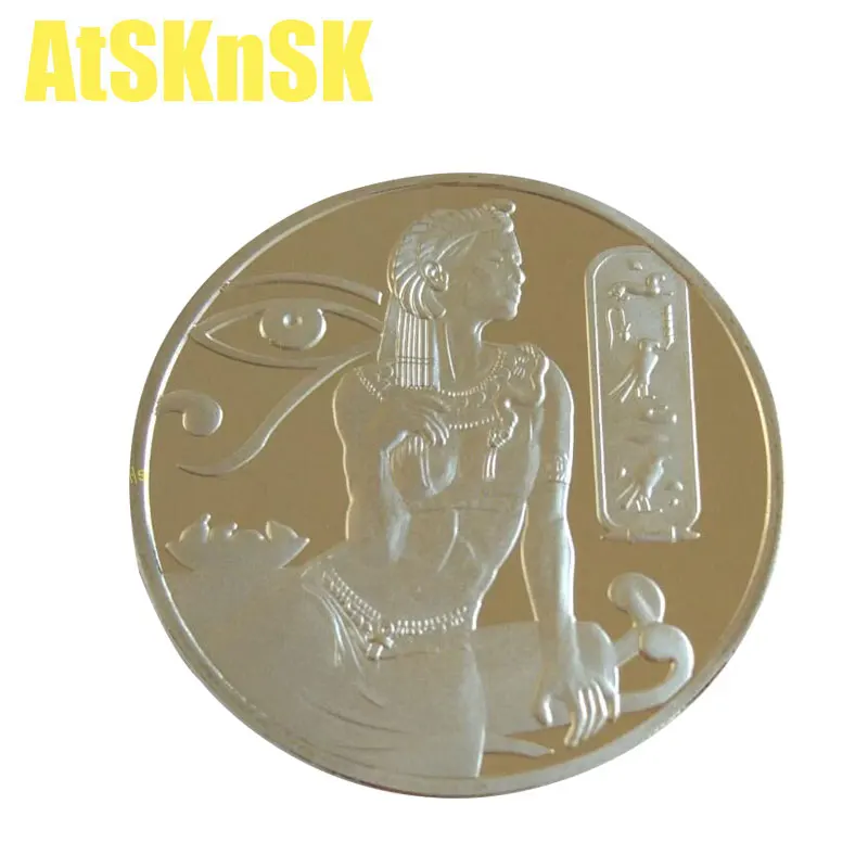 AtSKnSK Щепка покрытием 40 мм Клеопатра королева Юбилейные монеты Египет сувенирная