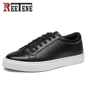 Мужская кожаная обувь REETENE, повседневная обувь на плоской подошве, весна-осень, 2020