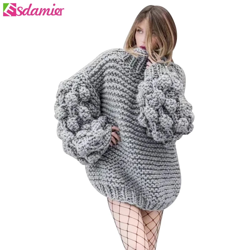 Женские свитера ESDAMIER вязаные больших размеров водолазки пуловеры теплый