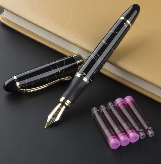 01 JINHAO X450 авторучка Iraurita Золотой ручки с зажимом caneta Бизнес ручка для письма 18 КГП чернильная ручка NIB канцелярские принадлежности - Цвет: 01