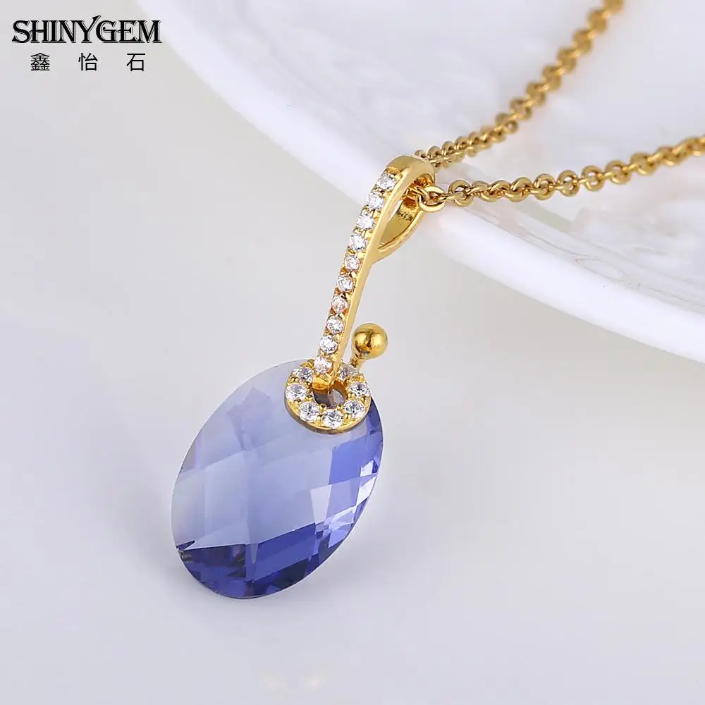 ShinyGem модное синее ожерелье с фиолетовыми стразами овальные граненные