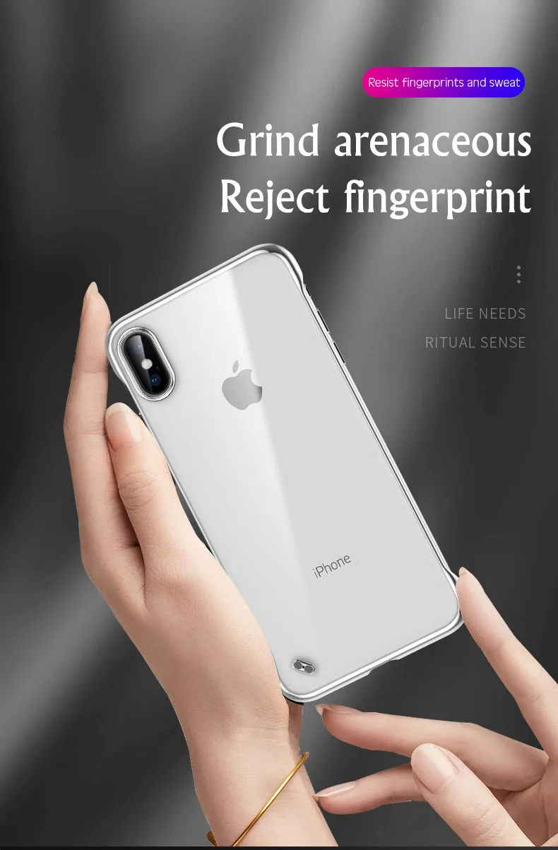 Бескаркасное прозрачное покрытие чехол для телефона для iPhone 11 Pro XS MAX XR X модный Ультра тонкий прозрачный жесткий чехол для iPhone 7 8 6 6S P