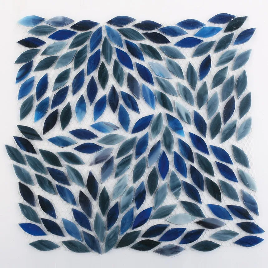 

Leaf Shape Blue Art Stained Glass Mosaic