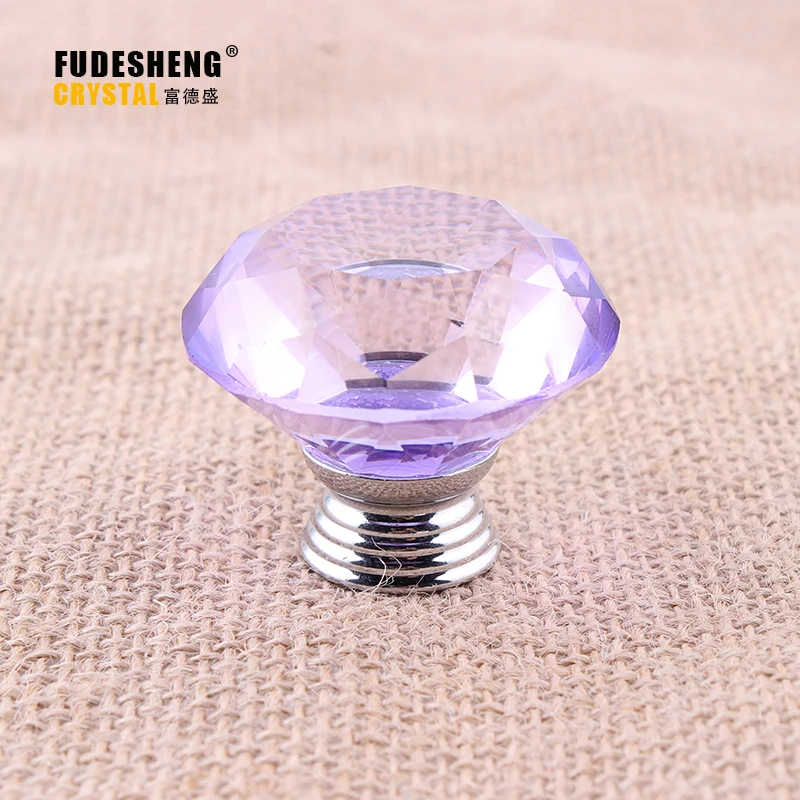 Ручки для шкафов и ящиков 40 мм фиолетового цвета с кристальными ручками для дверей SJ-1010.