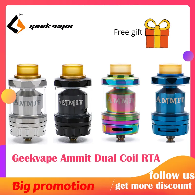 Geekvape Ammit с двойной катушкой RTA Tank 3 мл/6 мл Емкость Поддержка как так и одиночной