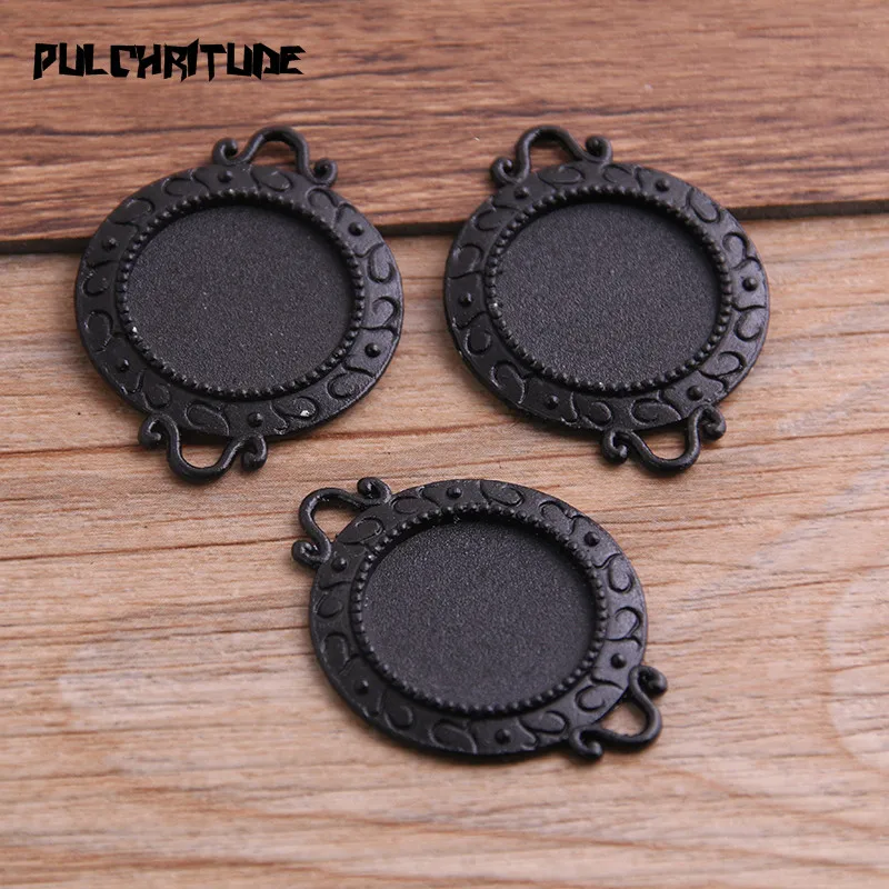 PULCHRITUDE, 6 шт., 20/18 мм, внутренний размер, черное покрытие, 2 вида, кабошон, коннектор, базовая комплектация, подвеска, ожерелье, фурнитура