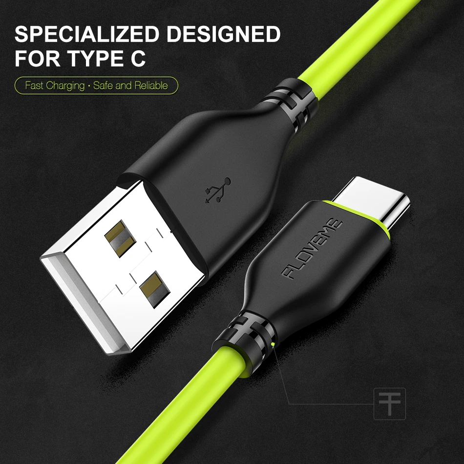 FLOVEME TPE usb type C для samsung Note 8 Galaxy S8 Plus USB-C кабель для зарядного устройства 2.2A зарядный кабель для передачи данных type-C