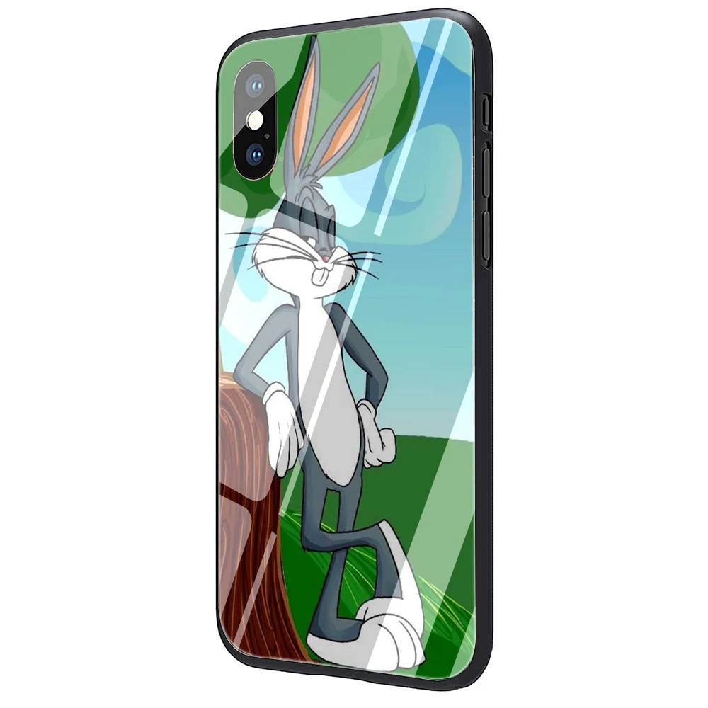 Чехол из закаленного стекла с мультяшными багами Банни для iphone 5 5s 6 6s Plus 7 8 Plus X XR XS 11 Pro Max - Цвет: G1