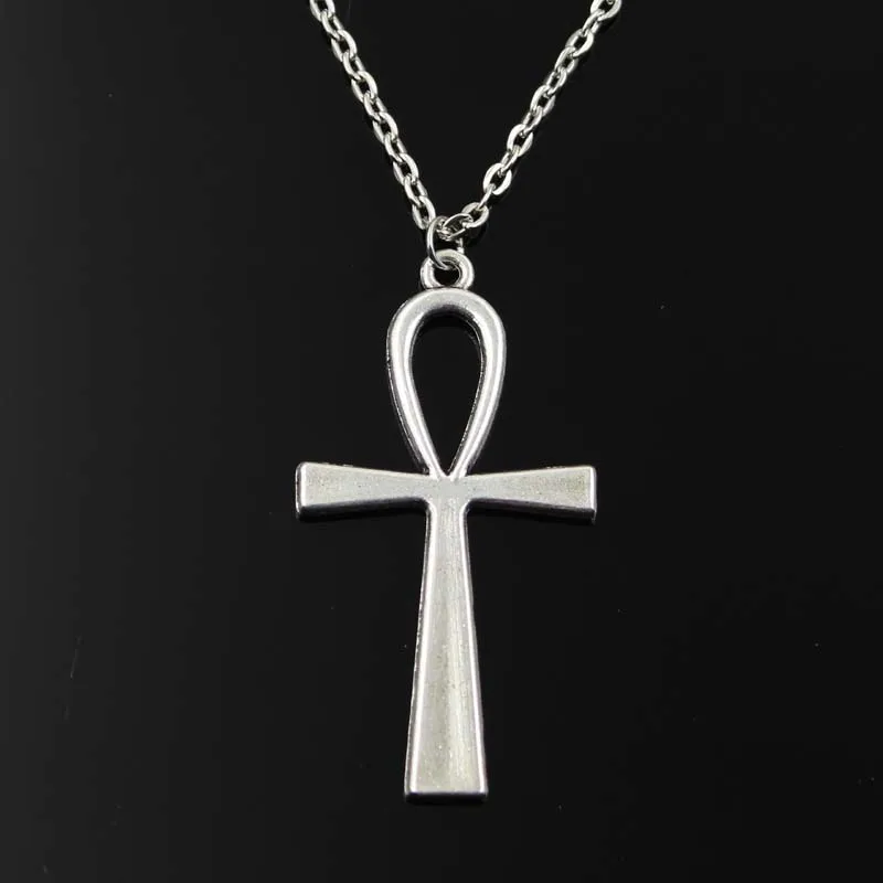 Simple Classic Fashion Cross Egyptian Ankh Life Symbol Antique Silver Color Pendant Short Long Chain Necklaces Jewelry For Women