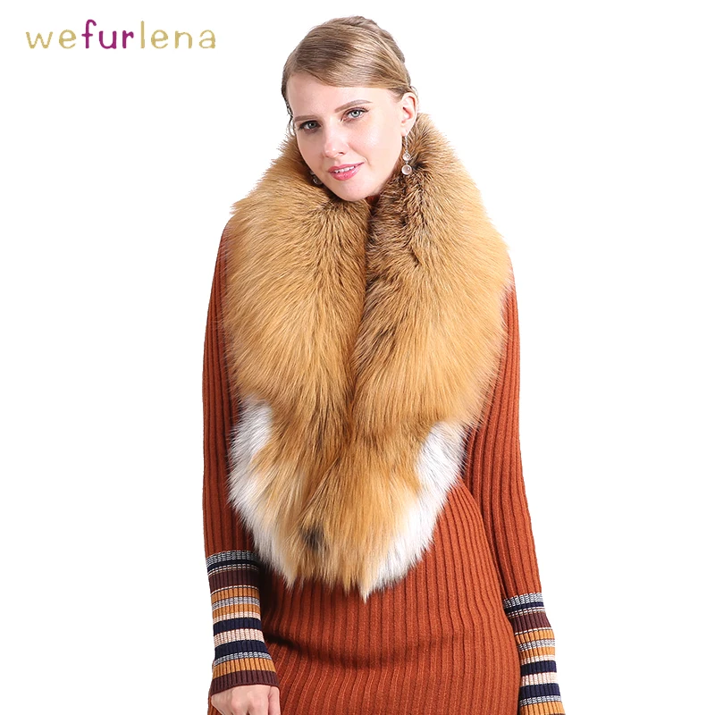 

Luxurious 100% Real Fox Fur Collar Women Natural Fur Shawl Luxury Scarf Women Real Red Fox Down Wear Fluffy Scarf Wholesale