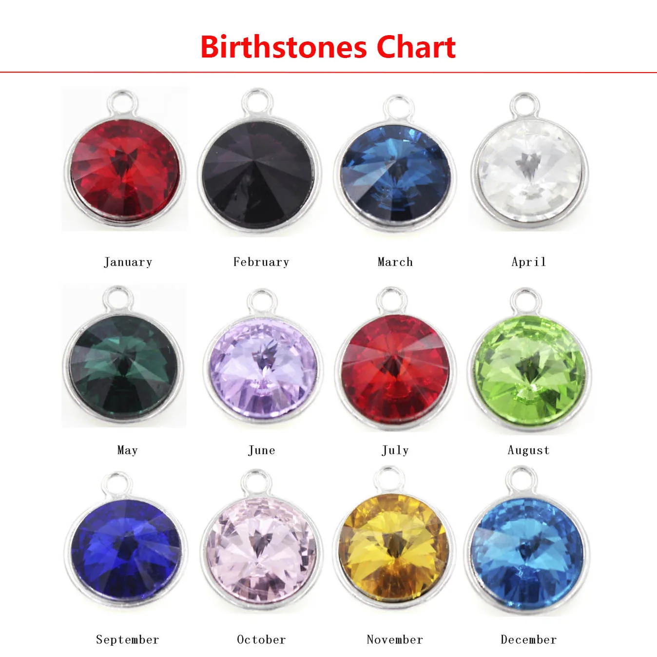 12pcs 17mm Colorful Crystal Birthstone Charms for Necklace Bracelet Jewelry Making Floating Handcraft Bead Charm Diy Accessories |