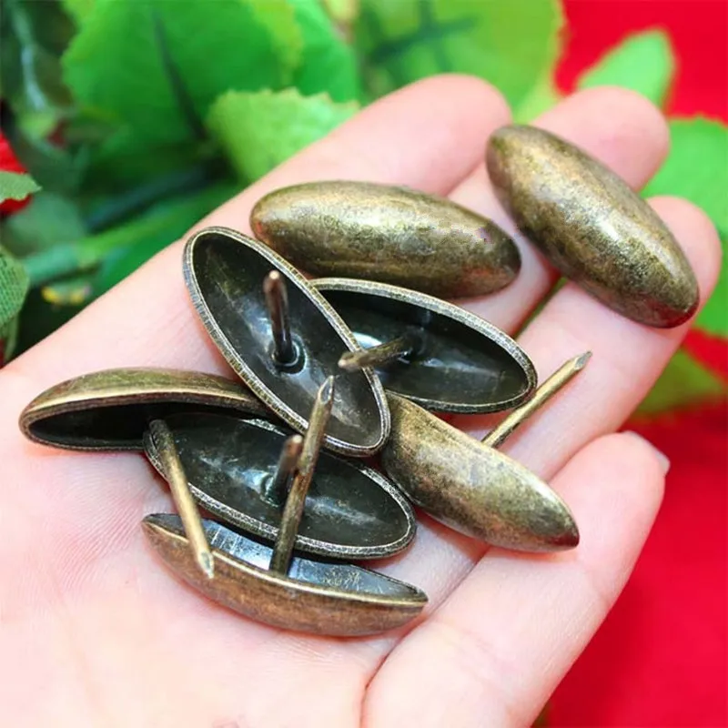 

Iron Door Nail Antique Jewelry Case Box Sofa Decorative Tack Stud Pushpin Furniture Olive Head Nail,Bronze Tone,30*12mm,20Pcs