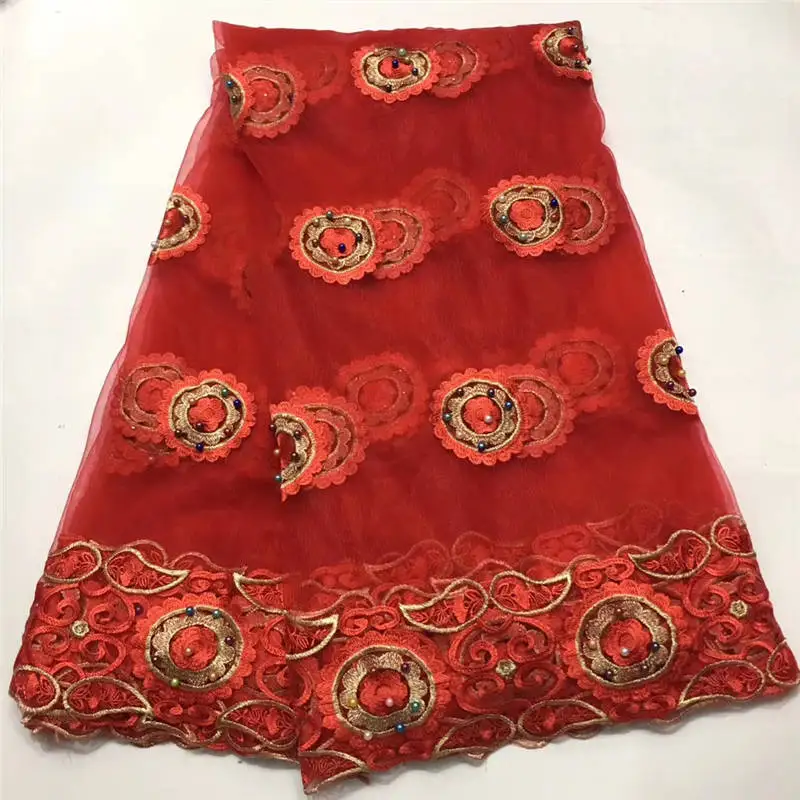 Оранжевые африканские кружевные ткани 2019 высокое качество кружева нигерийский