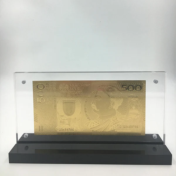 500PLN 2017 Kelin цветной 24 K позолоченный Польша декоративная банкнота 100PLN для игры и коллекции - Цвет: 500PLN 2017