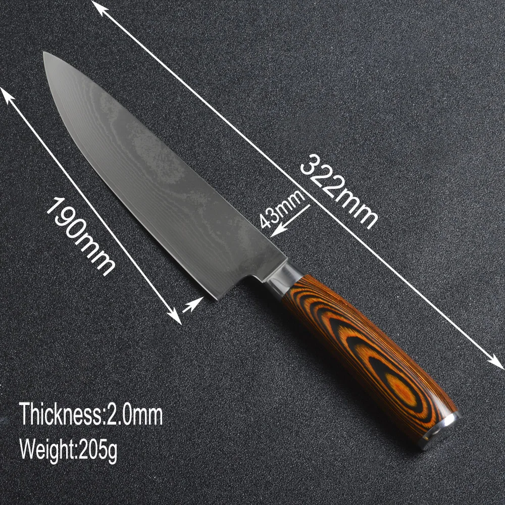 King Sea 8 &quotНовый дамасский стальной нож с цветной деревянной ручкой дюймов шеф
