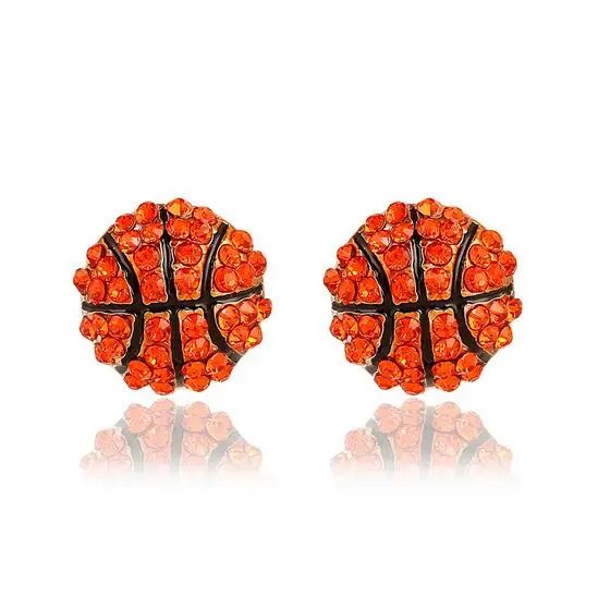 Одна пара модных женских сережек-гвоздиков в виде спортивного баскетбола с