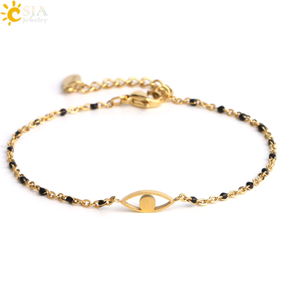 CSJA Турецкий Дурной глаз браслет роскошные женские браслеты из нержавеющей стали