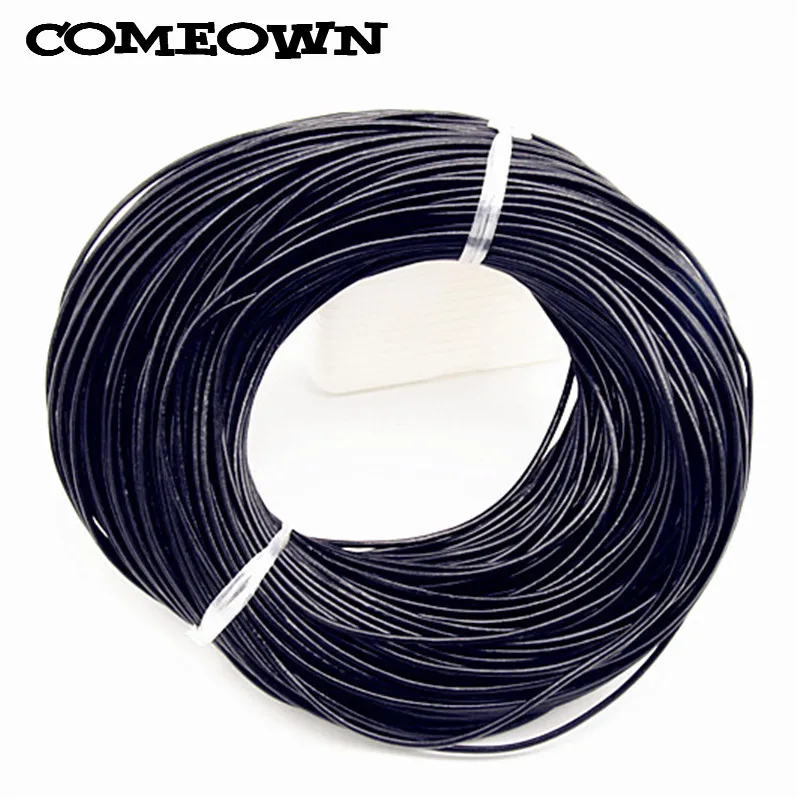 COMEOWN 20 метров черный шнур из натуральной кожи 2 мм круглый веревка для бисера