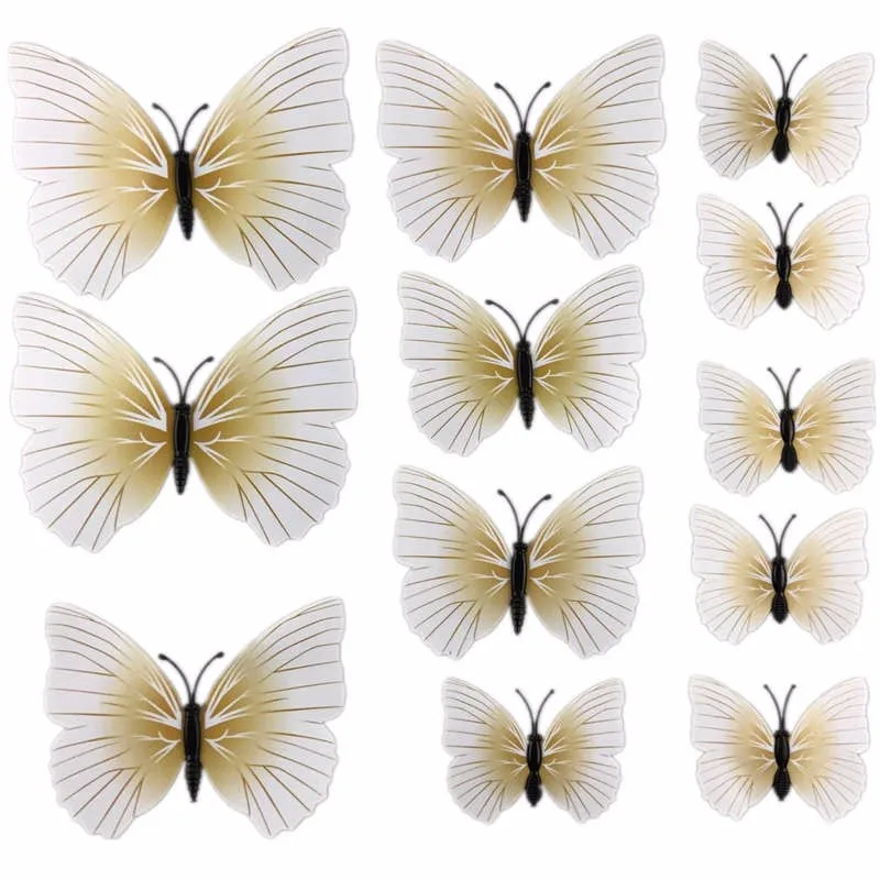 12 Pcs/Lot PVC 3D Magnet Butterfly Wall Stickers Butterflies Decors for Wedding Party Home Kitchen Fridge Decoration D0029-2 | Дом и сад
