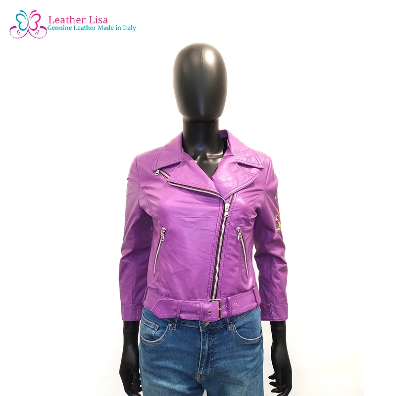 Женская кожаная куртка с ремнем и принтом 5 цветов|Кожаные куртки| |