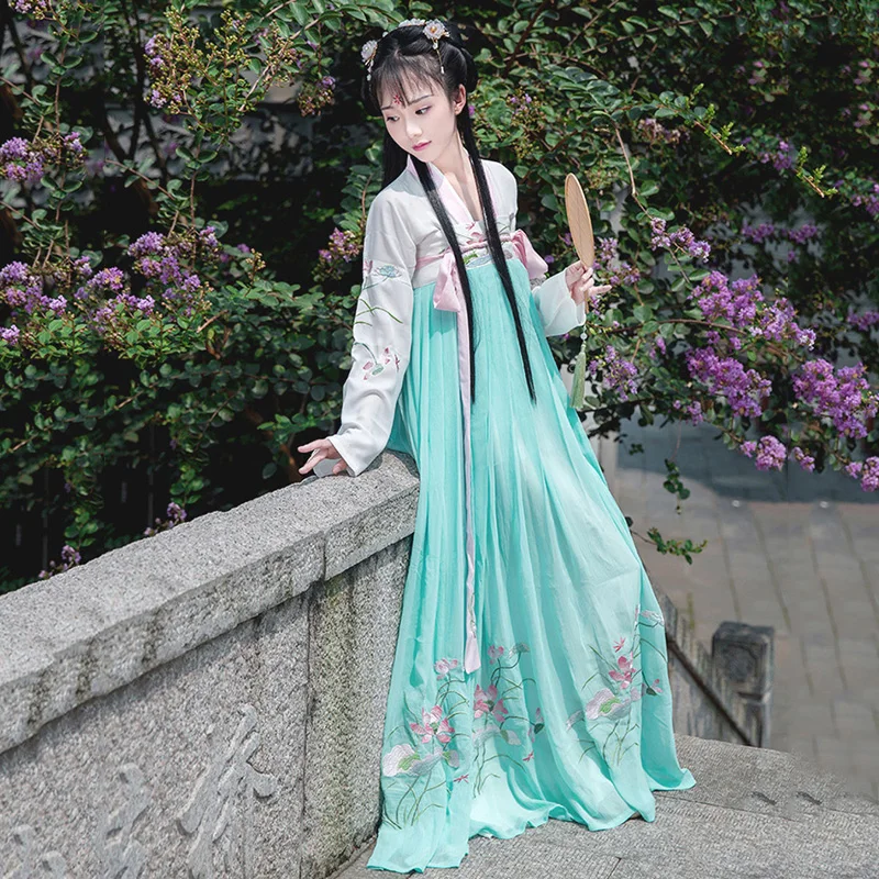 Traditional Chinese Dance Costume Women Green Hanfu Singers Stage Wear Oriental Performance Clothing Folk Festival Outfit DC2349 |