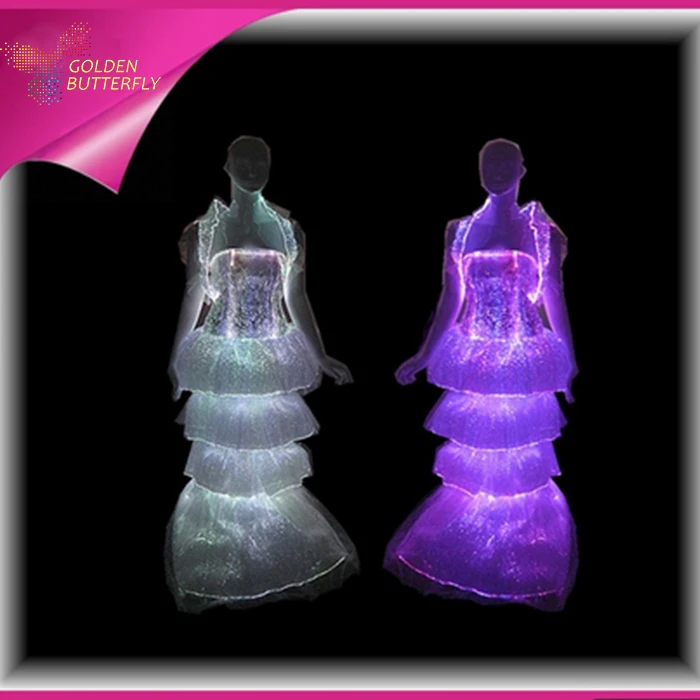 

LED Evening Dress Dance Glowing Ballroom Dresses China Luminous Skirt Fiber Clothe Glowing Dress Sexy For Women Dance Clothes