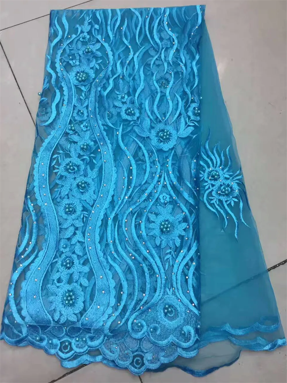 Горячая Распродажа высокое качество светло-голубой 3D Цветы французская