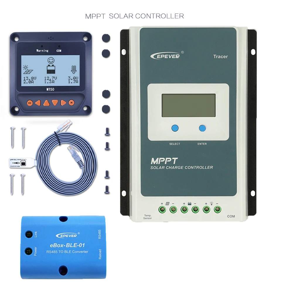 10AN-MT50-BLE EPEVER 1210AN TracerAN серии MPPT 10A 12 в 130 Вт 24 в 260 Вт Авто лучшая панель солнечных батарей с зарядным устройством с ЖК-дисплеем контроллер солнечной зарядки - Цвет: 10AN-MT50-BLE