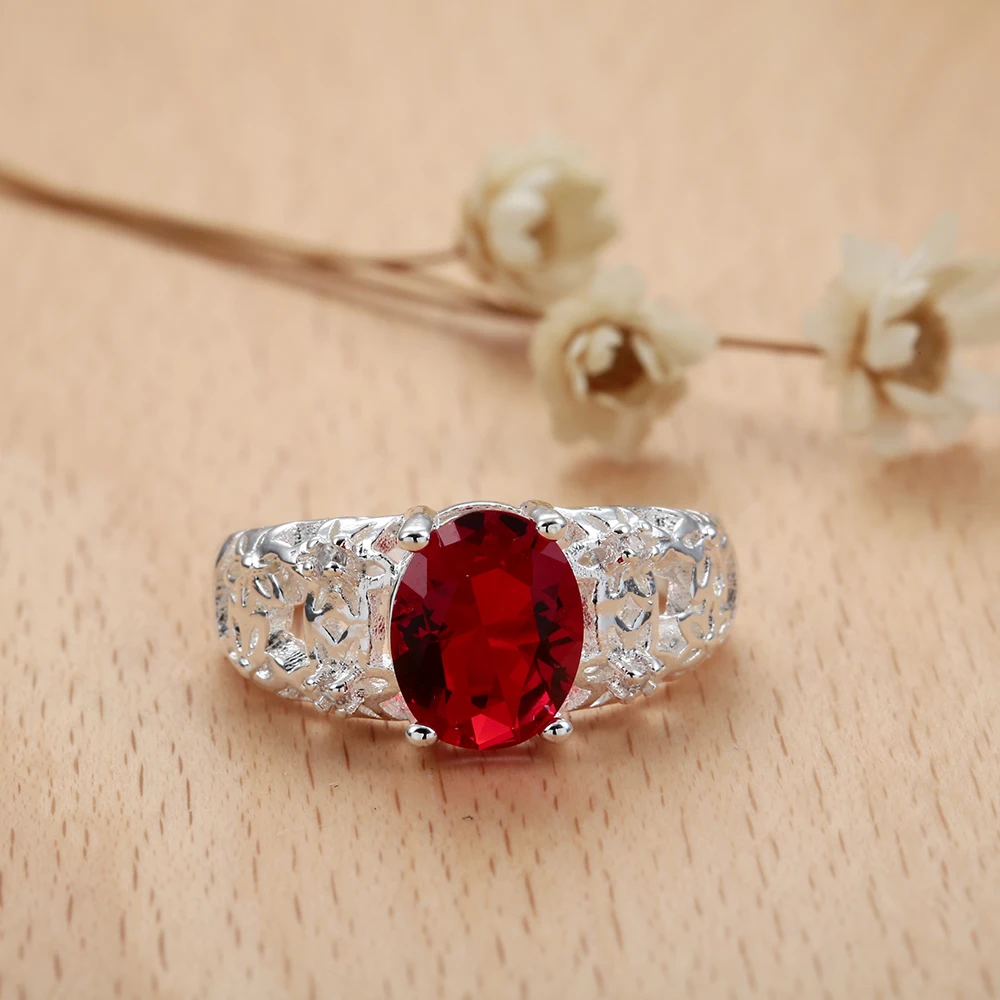 Hainon серебряное кольцо полые зеленый синий белый красный овальный камень