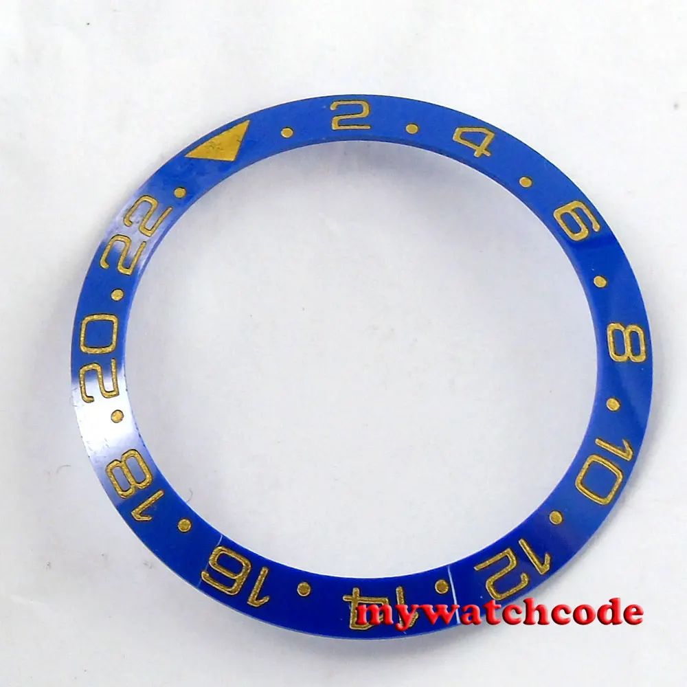 

38mm blue ceramic bezel yellow marks insert for 40mm sub GMT mens watch Be42
