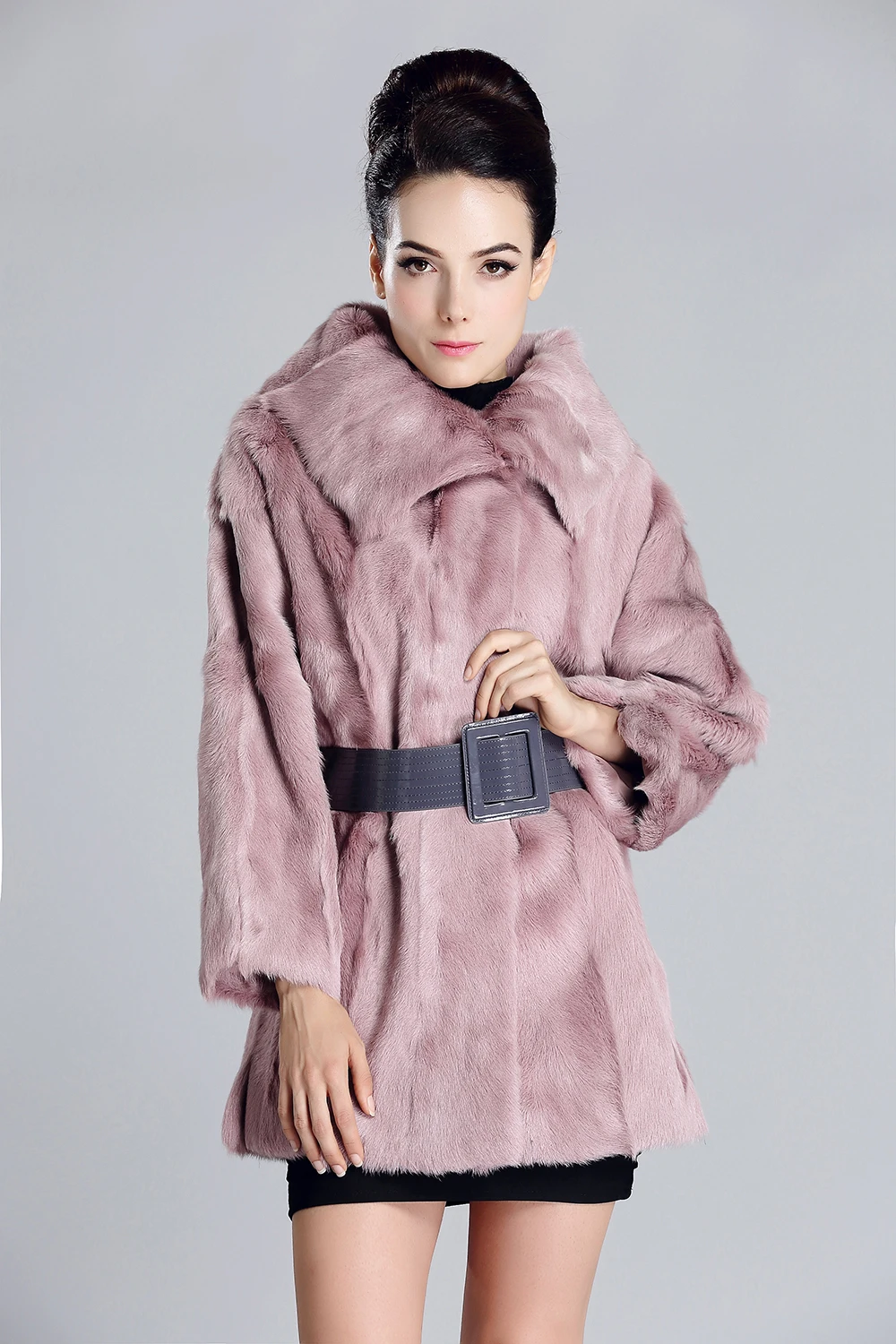 Falapu зимное женское пальто шуба из натурального меха женский козлик верхняя