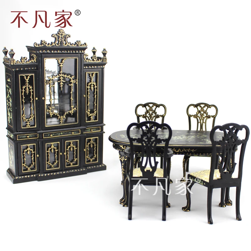 dollhouse 1:12 scale miniature furniture black Hand painted Landscape painting Chair | Furniture Toys