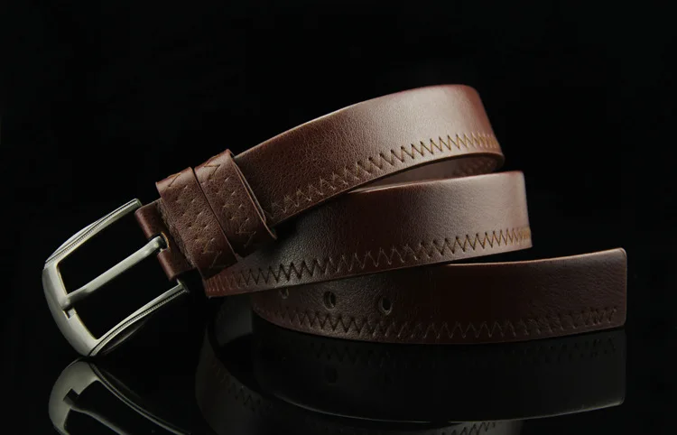 KAWEIDAFashion Мужские аксессуары Швейные пояса из натуральной кожи винтажная Пряжка со штырем ремни для джинсов мужской коричневый черный пояс для талии