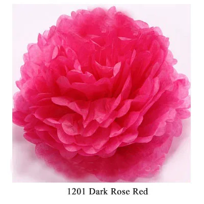 1201 dark rose red YO CHO бумага помпон Искусственные цветы 20 30 см Свадебная декоративная бумага помпон свадебный цветок голова день рождения декоративный шар для вечеринки - Цвет: 1201 dark rose red