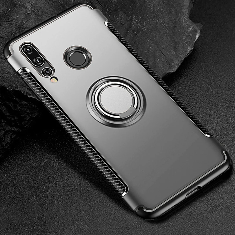 Gray Для huawei Honor 10 Lite 10i Honor10 i View V10 V 10 чехол с металлическим кольцом для машины сверхмощный PC+ Силиконовый ТПУ силиконовый чехол-подставка - Цвет: Gray