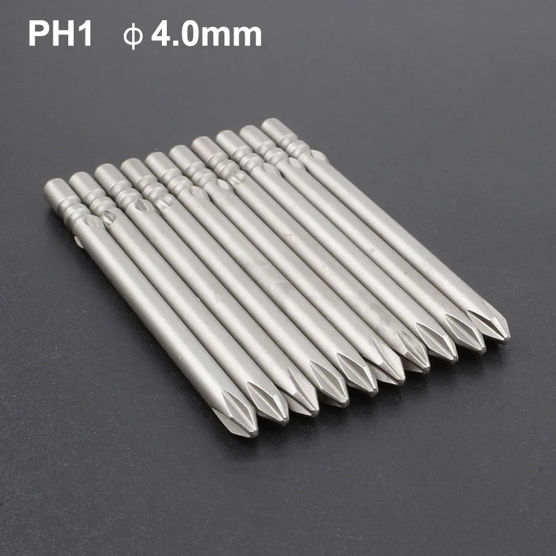 PH1 4.0mm S2 легированная сталь электрическая отвертка Биты длина 60 мм Phillips Тип Trox биты, Круглый хвостовик с магнитным, диаметр наконечника 1,6-4,0 мм - Цвет: PH1 4.0mm