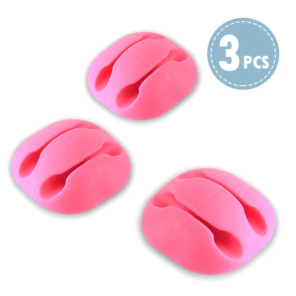 Pink ACCEZZ 3 шт./лот USB Кабельный органайзер силиконовый провод намотки гибкий управление зажимы держатель для наушники в форме мыши гарнитура 2 слота - Цвет: Pink