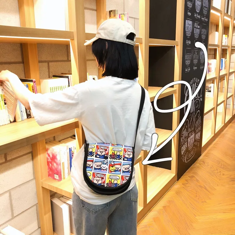 Youda студент Harajuku стиль Crossbody Холщовая Сумка Мультфильм простой Женский сумки на
