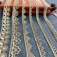 5 yardslot golden lace fabric wedding dress beaded lace applique gold thread embroidery lace accessories trim