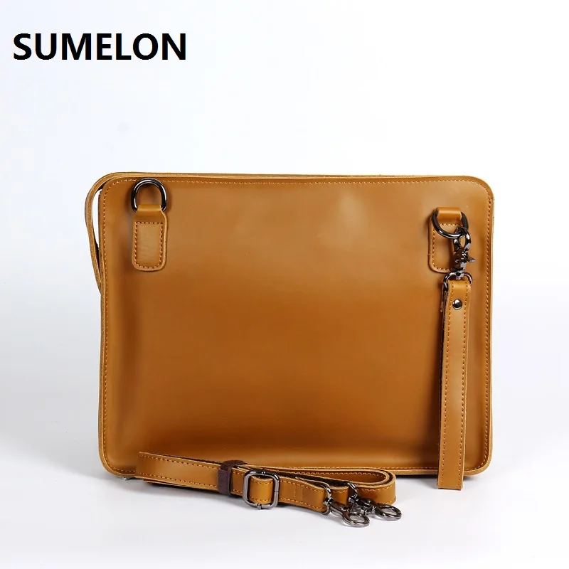 Мужские сумки из натуральной кожи через плечо деловые Crazy Horse кожаный Ipad пакет