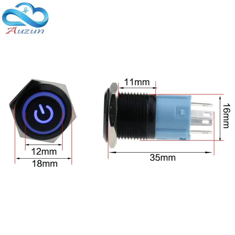 Самоблокирующийся металлический кнопочный переключатель 16 мм оксид черный