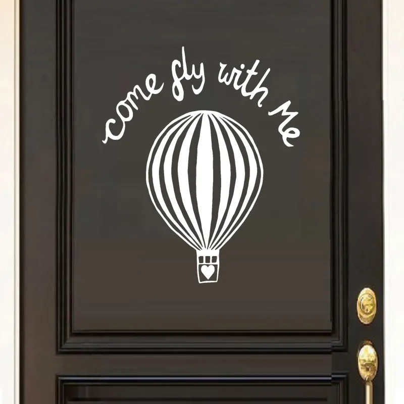Для детских комнат дверная наклейка на воздушном шаре и Лети со мной дверь