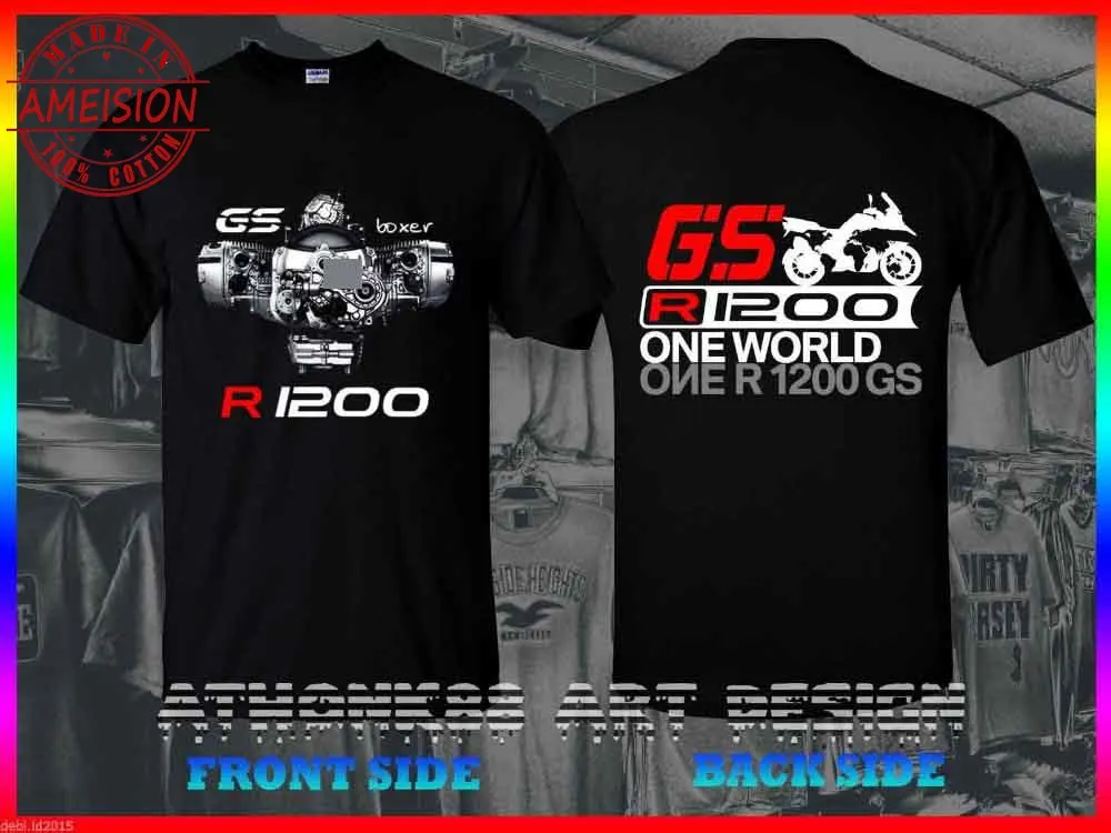 Брендовая футболка Для мужчин 2019 трусы-боксеры модные двигателя R1200GS один мир